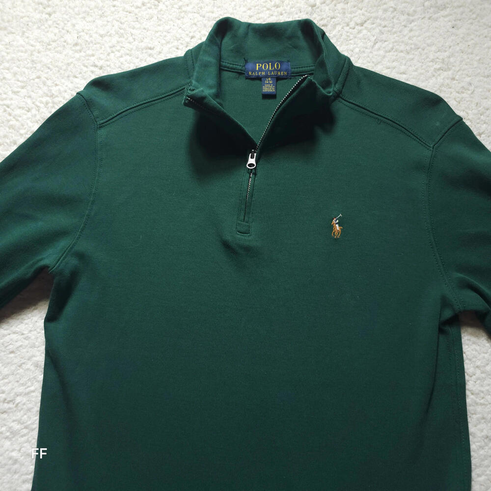 Polo Ralph Lauren Boys Half-Zip Pullover L Forest Green Embroidered Pony Logo